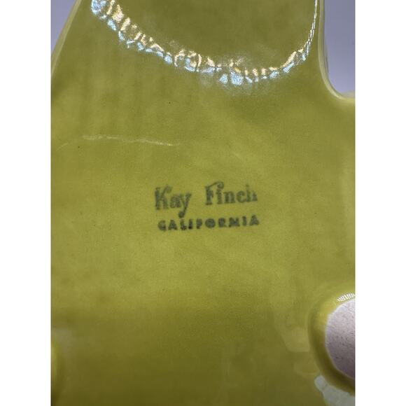 Kay Finch Mid Century Ceramic Green Leaf Shaped Dish CA Made 1935-1963 - Picture 4 of 8